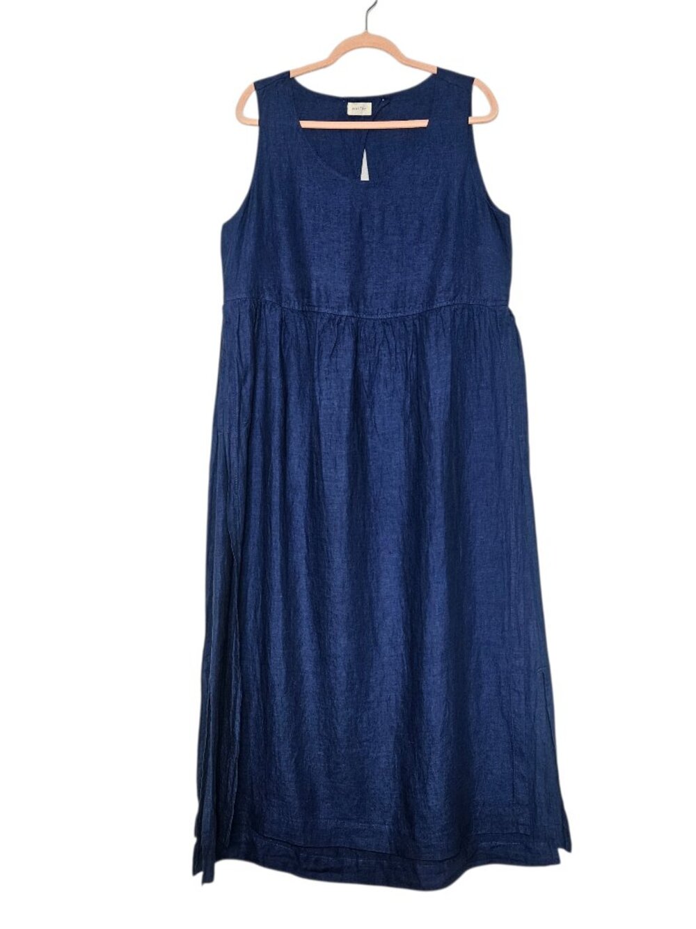 Poetry 100% Linen Maxi Dress Women's 12 Sleeveless Layers Pocket Lagenlook Boho